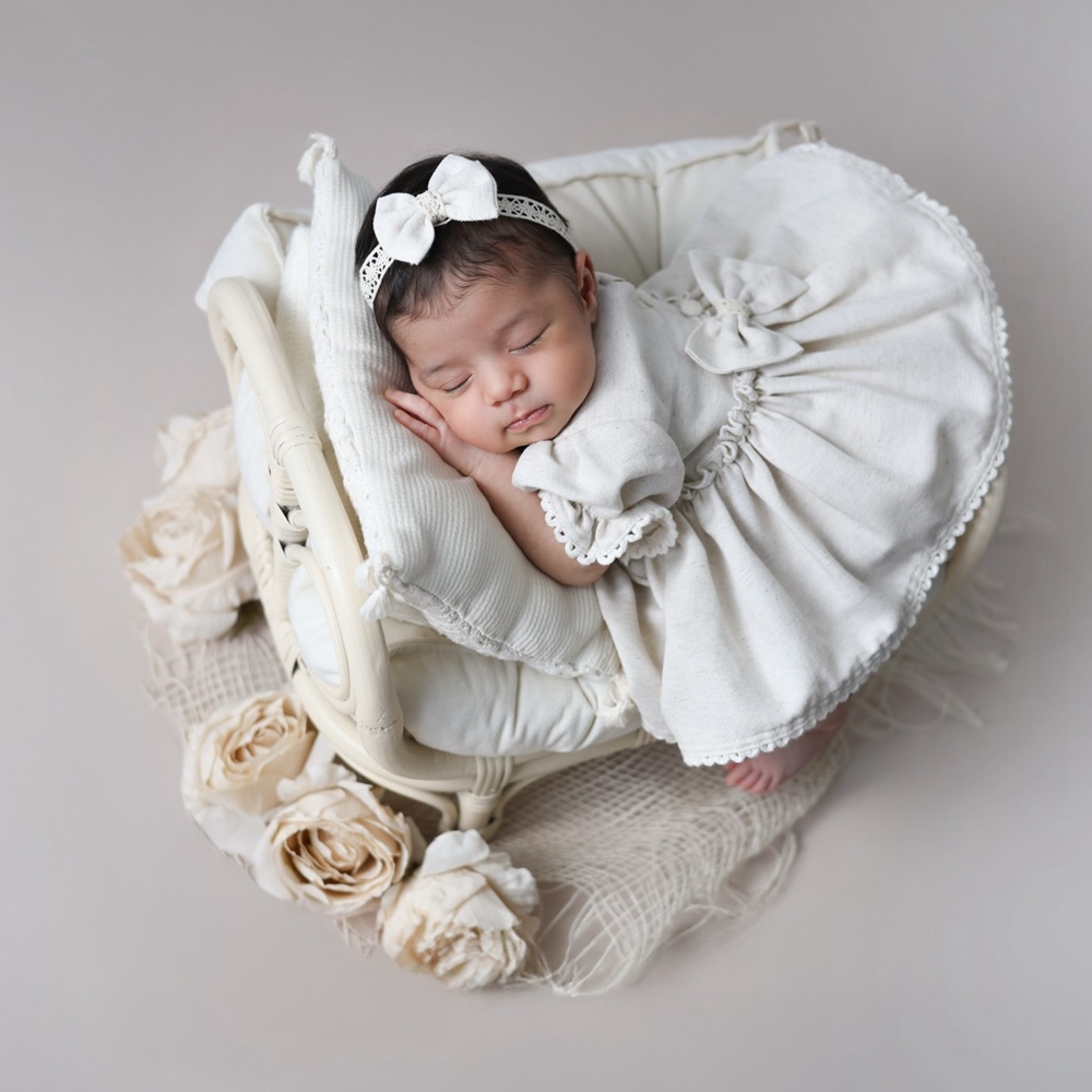 Baby Clothing Outlet - Neugeborenen-Fotografie-Requisiten Babykleidung für Mädchen Spitzen-Rücken-Schleifen-Strampler Babykostüm