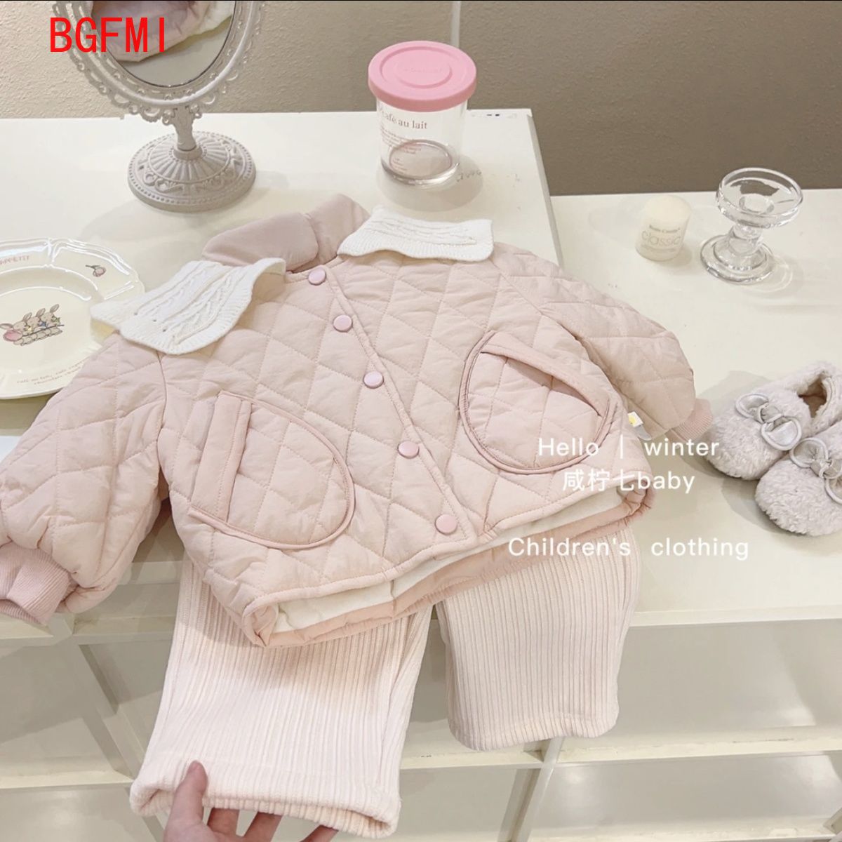 Baby Clothing Quilt - Mädchen Rosa Samt Innen Baumwolle Mantel
