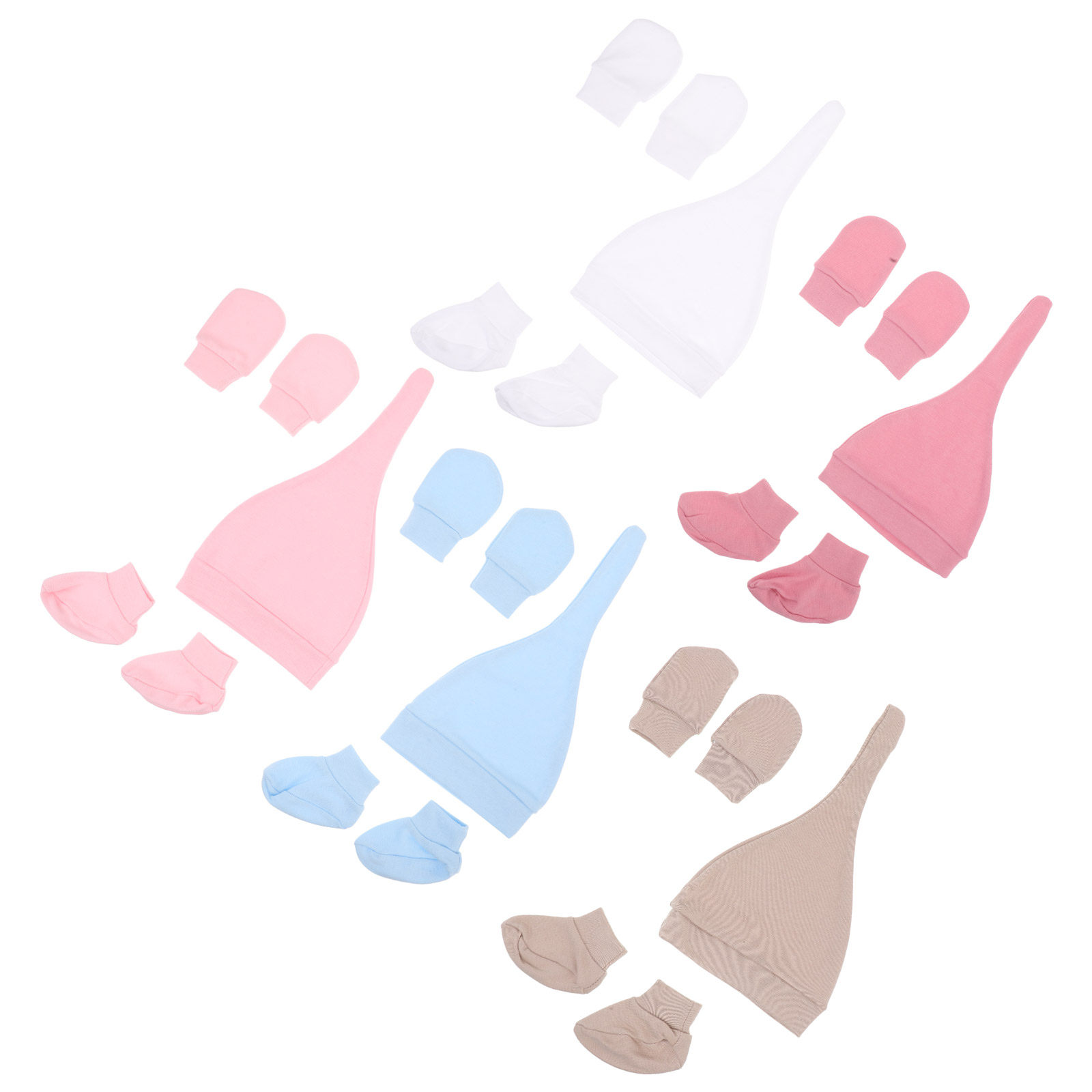 Baby Clothing Essentials Newborn - 5 Sets Babykleidung, weiche Baumwolle, Neugeborenen-Mütze,
