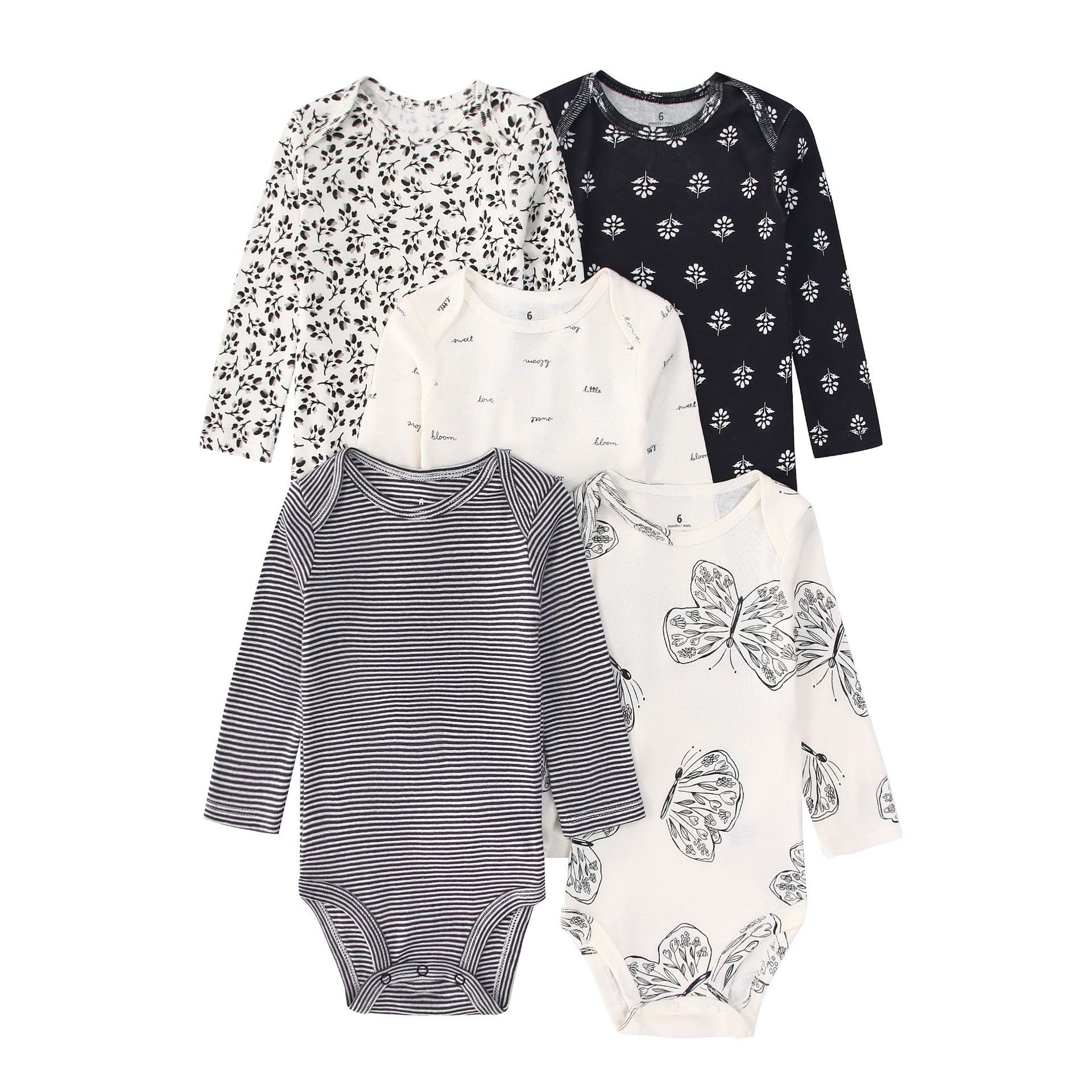 Baby Clothing Outlet - 5 Stück Neugeborenen-Baby-Bodys mit langen Ärmeln,